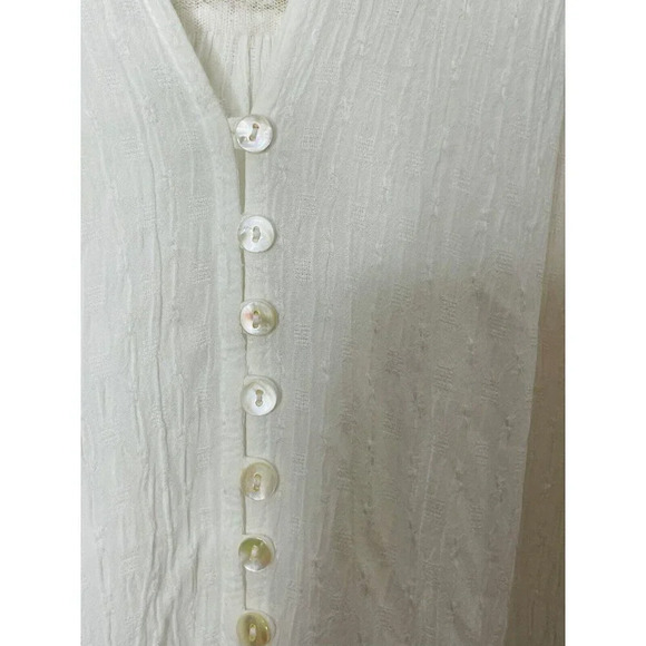 Free People Peasant Blouse S Embroidered Metallic Boho Relaxed Button Up Texture - Picture 2 of 13